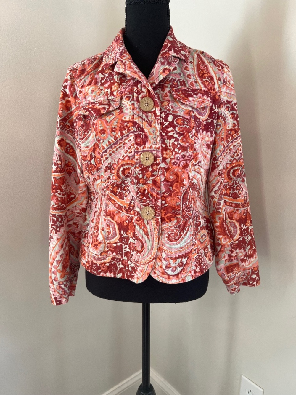 Coldwater Creek Petites Canvas Paisley Print Jacket - Button Up Shacked